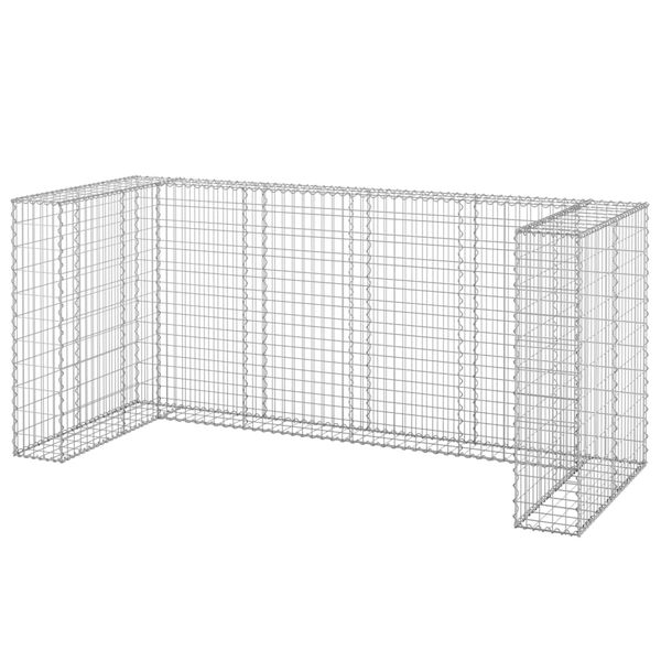 vidaXL Gabion for søppeldunkskur galvanisert stål 254x100x110 cm