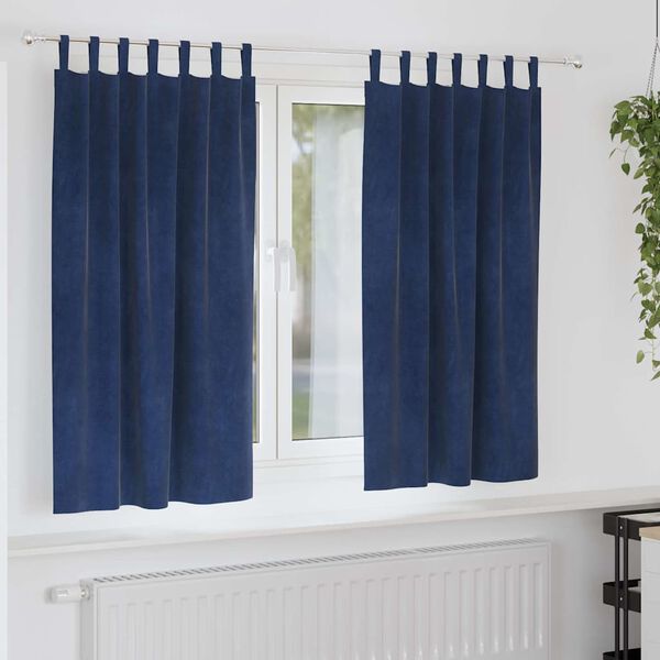 vidaXL Blendingsgardiner 2 pcs M&oslash;rkebl&aring; 140 x 175 cm Fl&oslash;yel