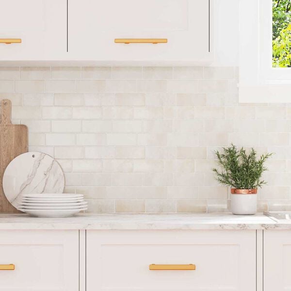 vidaXL Subway-flis 10 pcs Beige marmor 29.4 x 21.4 cm