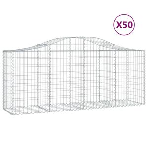 vidaXL Gabionkurver buede 50 stk 200x50x80/100 cm galvanisert jern