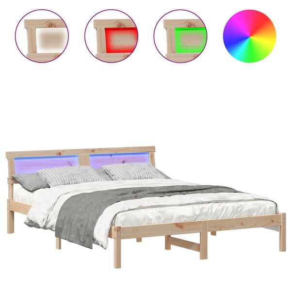 vidaXL Sengestamme med hodegjerde Brun 150 x 200 cm Massiv furu