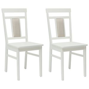 vidaXL Spisestuestol 2 stk. Solid Gummitre Hvit 36 x 44,5 x 91,5 cm