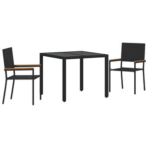 vidaXL Hage Spisegruppe 3 stk. Svart polyrotting