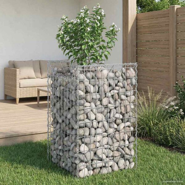 vidaXL Gabion hevet seng s&oslash;lv 50 x 50 x 80 cm Galvanisert St&aring;l