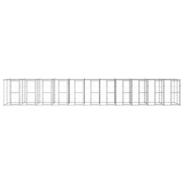 vidaXL Utend&oslash;rs hundeg&aring;rd med tak 26,62 m&sup2; galvanisert st&aring;l