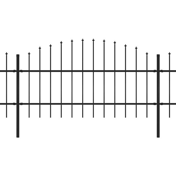 vidaXL Hagegjerde med spydtopp st&aring;l 892,5x100 cm svart