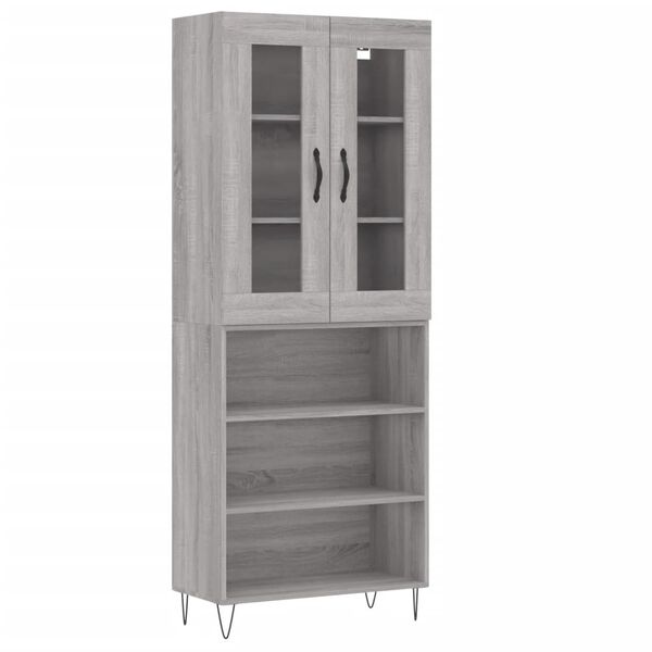 vidaXL Highboard gr&aring; sonoma 69,5x34x180 cm konstruert tre