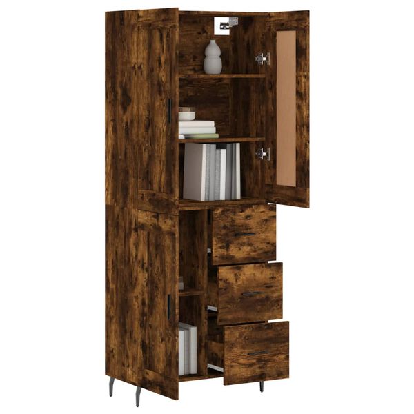 vidaXL Highboard r&oslash;kt eik 69,5x34x180 cm konstruert tre