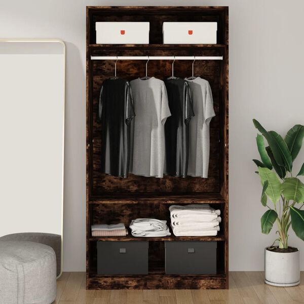 vidaXL Garderobe r&oslash;kt eik 100x50x200 cm konstruert tre