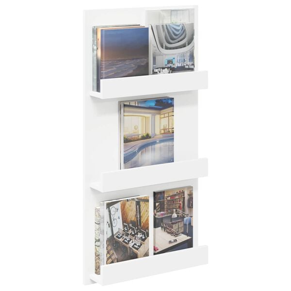 vidaXL Magasinreol med hylle Hvit 51 x 11 x 102 cm Konstruert tre