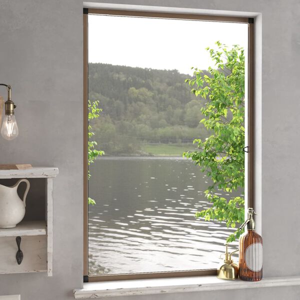 vidaXL Insektskjerm for vindu brun 90x120 cm