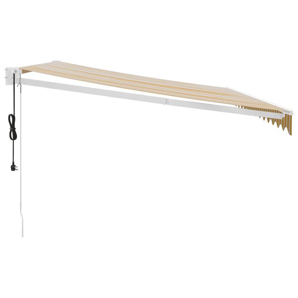 vidaXL Automatisk uttrekkbar markise gul og hvit 4x3 m