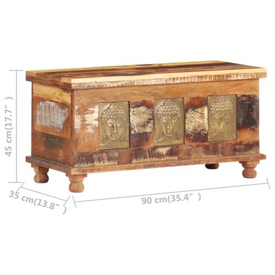 vidaXL Oppbevaringsboks med Buddha-motiver 90x35x45 cm gjenvunnet tre