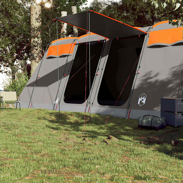 vidaXL Tunneltelt for camping 8 personer gr&aring; og oransje vanntett