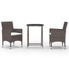 vidaXL Hagebistrosett 3 deler polyrotting og herdet glass brun