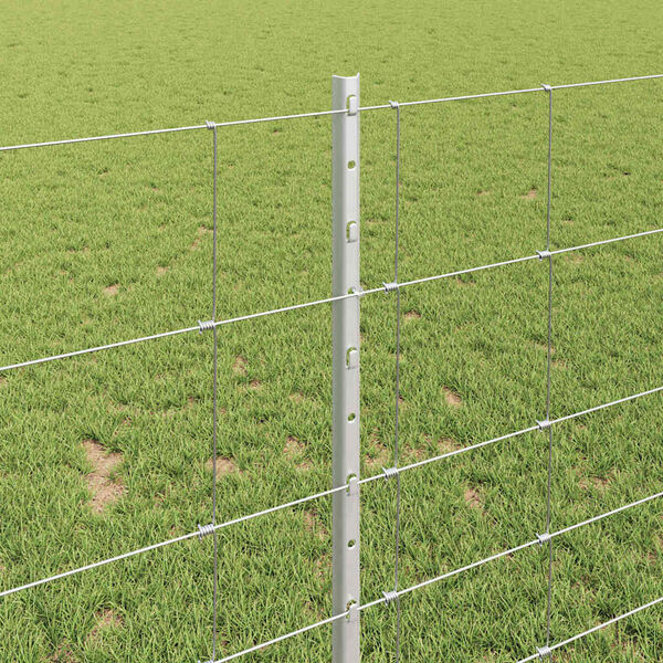 vidaXL Gjerde med stolpe s&oslash;lv 1 x 50 m St&aring;l