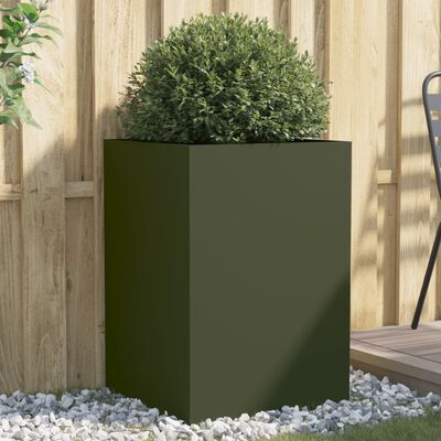 vidaXL Plantekasse olivengrønn 52x48x75 cm kaldvalset stål