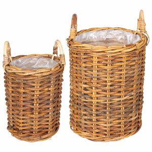 vidaXL Planterkurv med lagring GENDT 2 stk. Naturlig brun Kubu Rattan