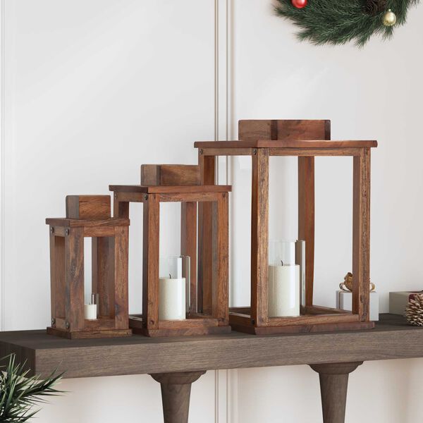 vidaXL Lanterne 3 pcs Naturlig Mahogni Tre