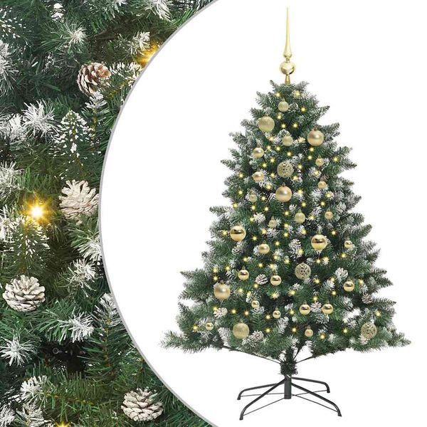 vidaXL Kunstig juletre med 150 LED gr&oslash;nn 120 cm PVC og plast og st&aring;l