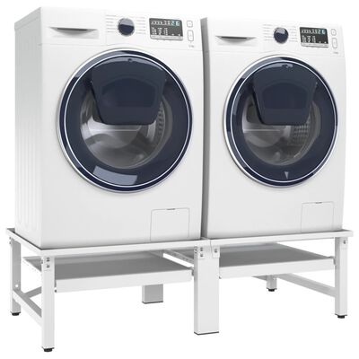 vidaXL Stativ til vaskemaskin/tørketrommel med uttrekkbare hyller hvit