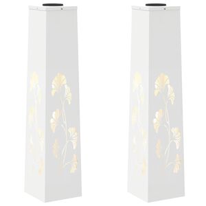 vidaXL Solenergi LED stibelys 2 stk. Varmhvit 18 x 18 x 80 cm