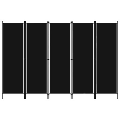 vidaXL Romdeler med 5 paneler svart 250x180 cm