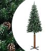 vidaXL Slankt juletre med ekte tre og hvit sn&oslash; gr&oslash;nn 210 cm