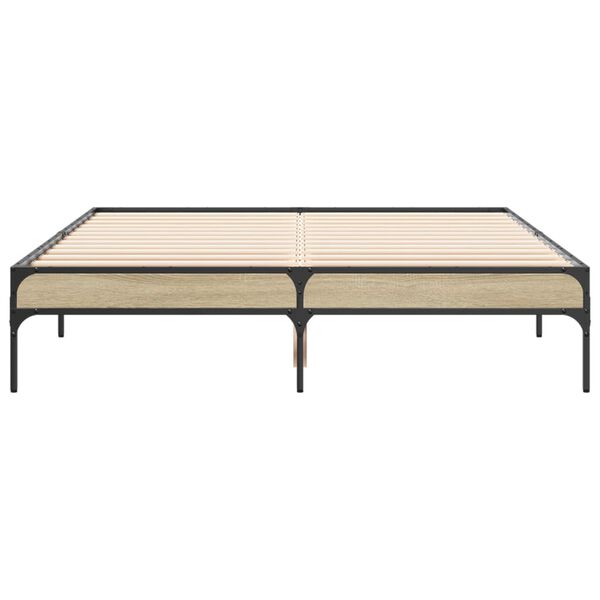 vidaXL Sengeramme sonoma eik 120x190 cm konstruert tre og metall