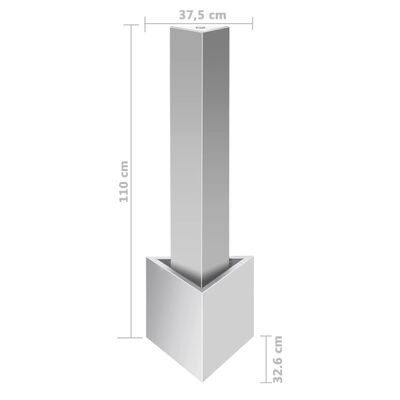 vidaXL Hagefontene sølv 37,7x32,6x110 cm rustfritt stål