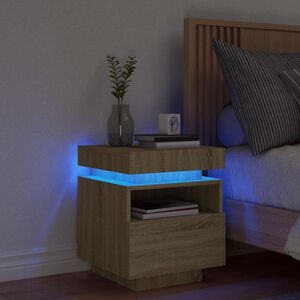 vidaXL Nattbord med LED sonoma eik 40x39x48,5 cm