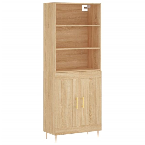 vidaXL Highboard sonoma eik 69,5x34x180 cm konstruert tre