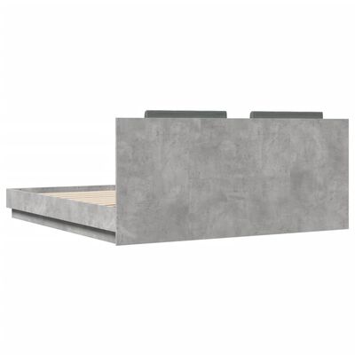 vidaXL Sengeramme med hodegavl betonggrå 200x200 cm konstruert tre