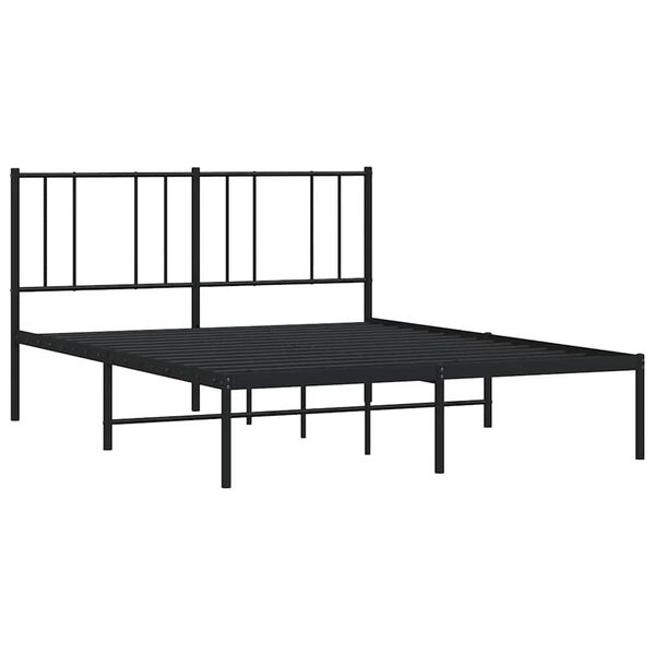 vidaXL Sengeramme i metall med hodegavl svart 135x190 cm