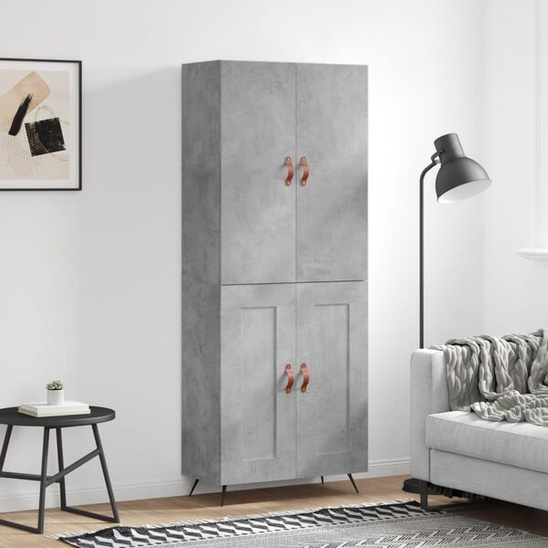 vidaXL Highboard betonggr&aring; 69,5x34x180 cm konstruert tre
