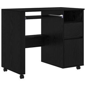 vidaXL Skrivebord med hjul Svart Eik Konstruert tre 91 x 50 x 77 cm