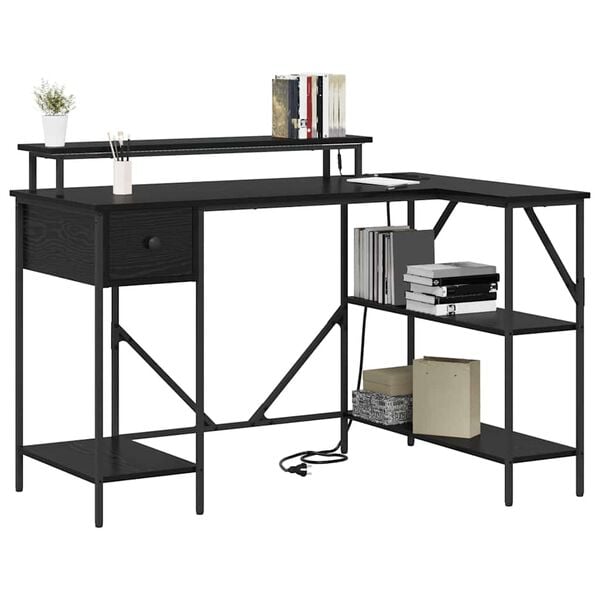 vidaXL Skrivebord Svart Eik 120 x 79 x 86,5 cm Konstruert tre