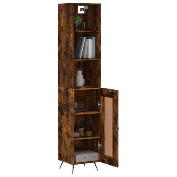 vidaXL Highboard r&oslash;kt eik 34,5x34x180 cm konstruert tre