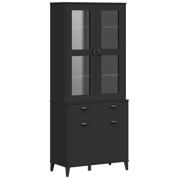 vidaXL Highboard VIKEN svart 80x40x190 cm heltre furu