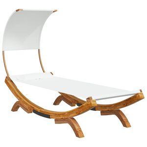 vidaXL Loungeseng med baldakin 100x200x126 cm b&oslash;yd heltre kremhvit