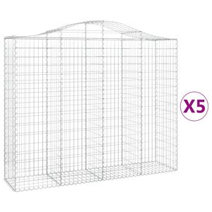 vidaXL Gabionkurver buede 5 stk 200x50x160/180 cm galvanisert jern