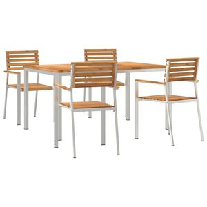 vidaXL HageSpisestueSett 5 pcs Brun MassivTeakTre