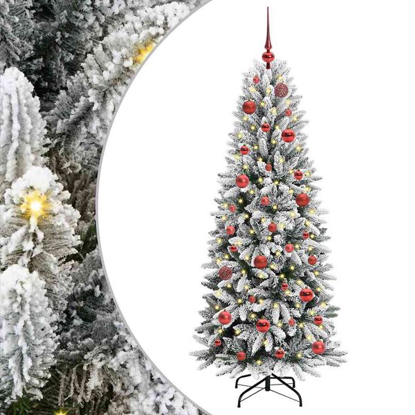 vidaXL Kunstig juletre med 150 LED Hvit 150 cm PVC, plast, st&aring;l og PE