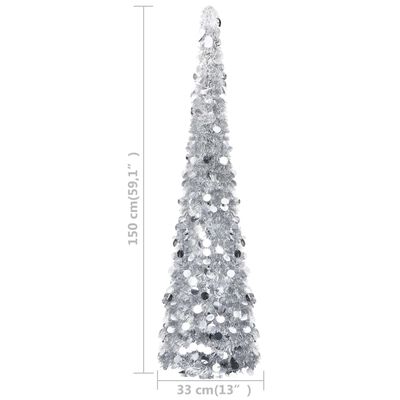 vidaXL Pop-up kunstig juletre sølv 150 cm PET