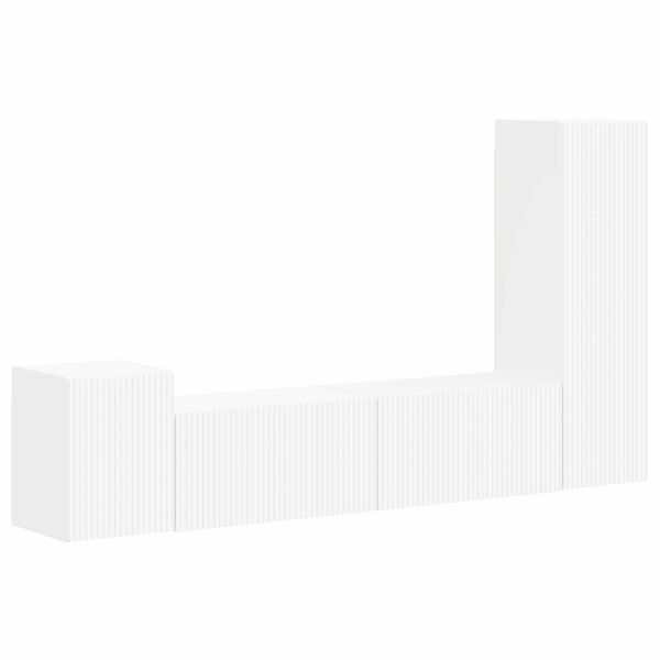 vidaXL TV-benksett Veggmontert 4 pcs Hvit Konstruert tre