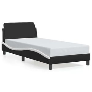 vidaXL Sengeramme Dover svart og hvit 90x190 cm kunstl&aelig;r