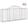 vidaXL Gabionkurver buede 12 stk 200x30x80/100 cm galvanisert jern