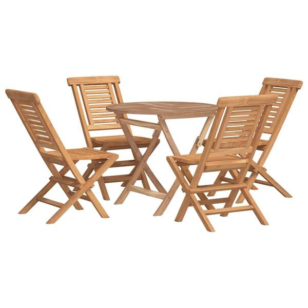 vidaXL Hagespisegruppe 5 deler heltre teak