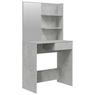 vidaXL Sminkebord med speil betonggrå MDF 74,5x40x141 cm