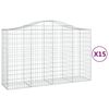 vidaXL Gabionkurver buede 15 stk 200x50x120/140 cm galvanisert jern